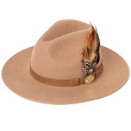 KOLLACHE Mens Trilby Hats Womens Fedora Hat Mens Fedora Hat Adjustable Band Feather Fedora Hat For Men Trilby Hat For Men Felt Fedora Hats For women Wool Hats For Women -Beige-XL