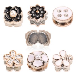 12pcs Magnetic Hijab Pins, Black and White No Snag Hijab Magnets Multipurpose Strong Magnetic Scarf Clip Clasp Buttons Pinless Brooch for Scarves Hats Shirt Collars Shawls Clothing (Style1)