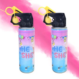 0.44Lb Gender Reveal Fire Extinguisher, Gender Reveal Smoke Bombs, 100% Biodegradable Corn Powder, Smoke Cannons Set Party Supplies For Celebrations and Parties (0.22Lb Per Bottl Pink)