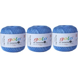 golo Crochet Thread Size 3 Yarn for Hand Knitting 3 Balls Crochet Yarn for Crocheting