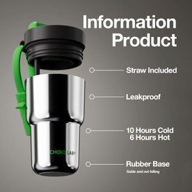 CHAKO LAB Stainless Steel Insulated Water Bottle with Two Drinking Ways | Twist Tumbler BPA-Free Leak-Proof | 17 oz Bottle with Ceramic coating | Sliver