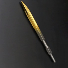 Hammer Drill Chisel Bit, Rotary Hammer Bit, Scaling Chisel Hammer Drill Tool, Hex Shank, Pointed Chisel - Gold, 17mmx280mm