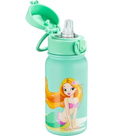 OLDLEY 12oz Water Bottle, Stainless Steel Insulated Water Bottle For Kids, With Straws Leak-proof, Kids Water Bottles For School Boys Girls, Sweat Mermaids