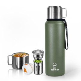 27oz Stainless Steel Vacuum Insulated Water Bottle with Handle & Lid,Thermo for Hot Drinks/Cold Drinks, Leakproof Travel Flask with Cup,for Camping, Office