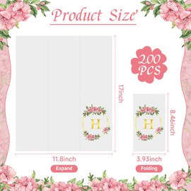200 Gold Floral Monogrammed Disposable Napkins - Initial Letter B Paper Guest Hand Towels, Flower Monogram Dinner Napkins for Bathroom Wedding Birthday Party Baby Shower Tableware Decorative