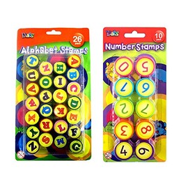 Unbranded Number and Alphabet Stamps for Kids Capital Letters Set Ink Stamp Craft Art
