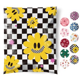 Fuxury Poly Mailers 10x13 Inch 50Pcs Retro Shipping Bags for Clothes Strong Adhesive Shipping Envelopes for Small Business Self Seal Poly Bag Mailing Envelopes Groovy Flower