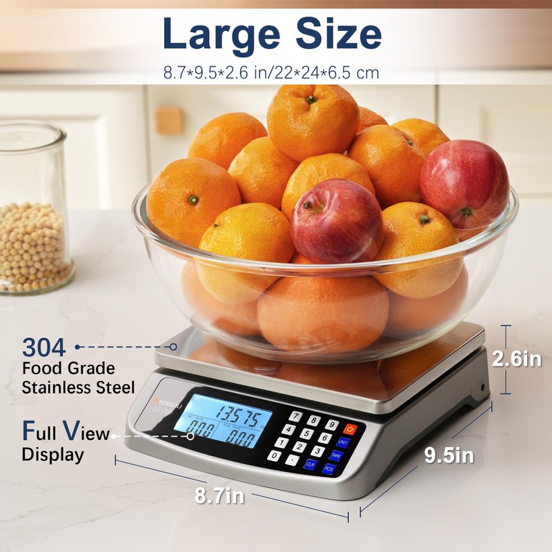 66lb Food Scale, Commercial Kitchen Scale with Price Computing, Plug-in