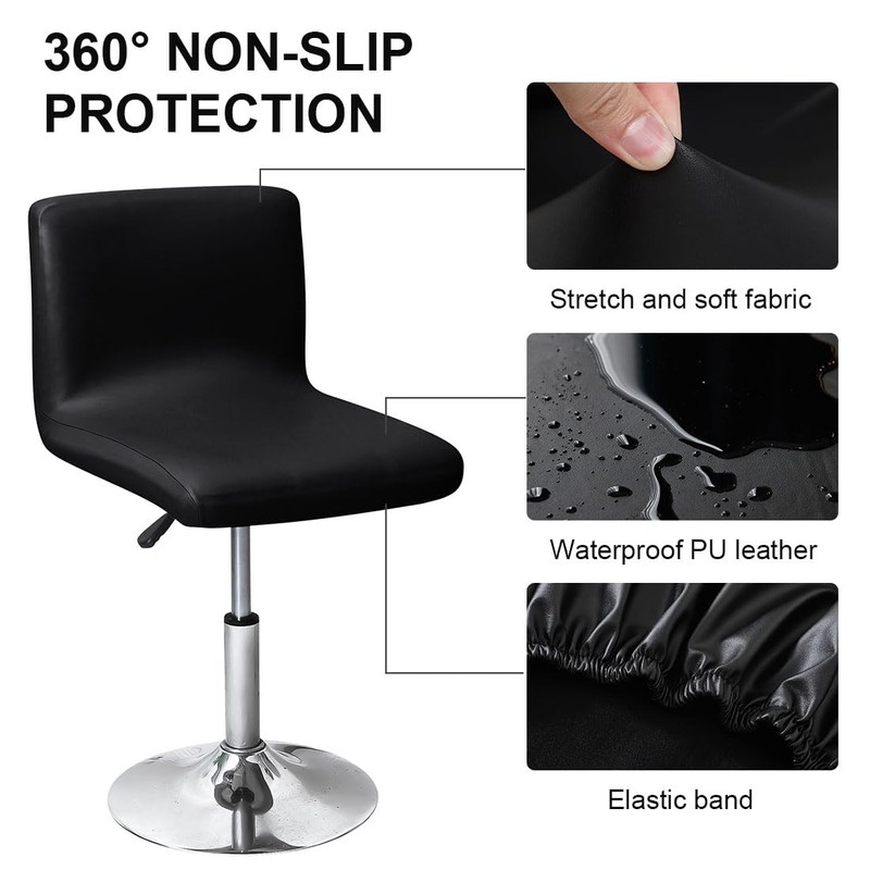 Bifaunvogel Waterproof Bar Stools Cover with Back Stretch PU Barstools
