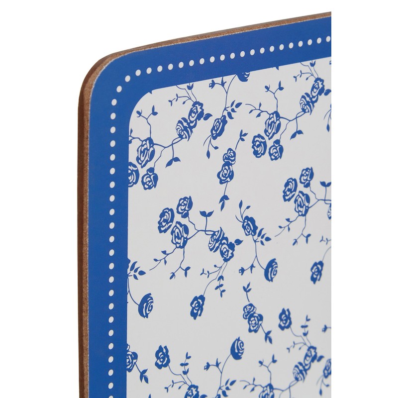 Premier Housewares Blue Rose Coasters - Set of 4