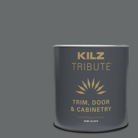 KILZ Tribute Cabinet Paint & Trim Paint, Interior/Exterior, Semigloss, Motor Gray, 1 Quart