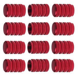 Nihfien Tire Valve Stem Cap with Plastic Lining Corrosion Resistant Leakproof, Universal Valve Stem Covers Anodized Aluminum Tire Cap Set for Cars, Trucks, Motorcycles, SUV and Bicycles 12 PCS (Red)