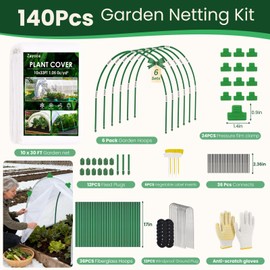 10x33FT Plant Covers Freeze Protection Kit, Garden Hoops Winter Kit, Frost Blankets for Outdoor Plants, Raised Bed Snow Protection, Reusable Winter Row Cover for Greenhouses