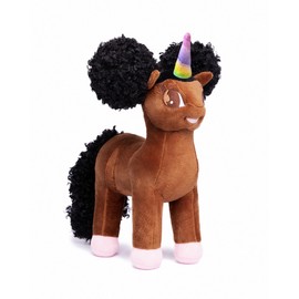 Armani, Black Unicorn Plush Toy with Afro Puffs - 12 inch