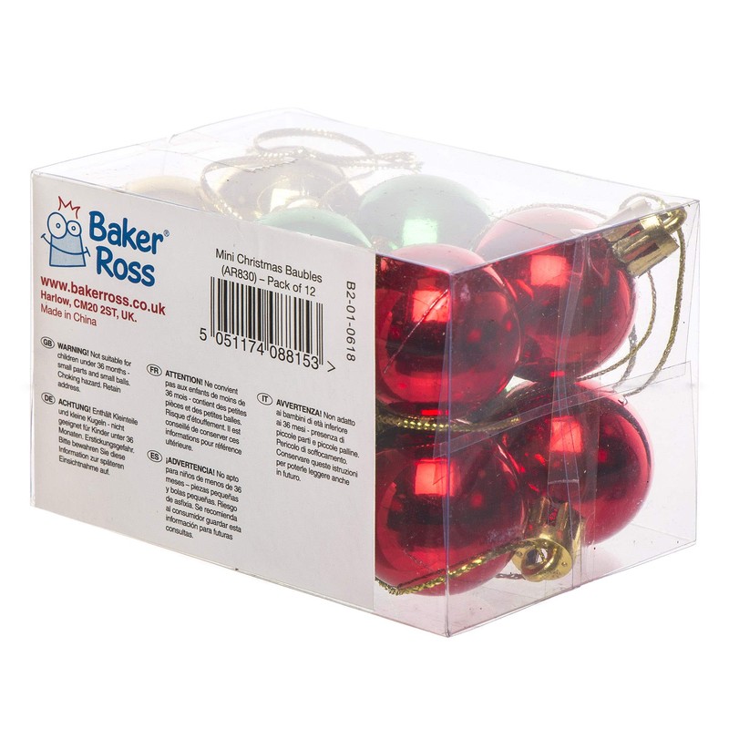 Baker Ross AR830 Mini Baubles-Christmas Decoration Arts and Crafting, Pack