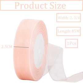 45 m Organza Ribbon Champagne Pink 25 mm Wide Chiffon Gift Ribbon Transparent Organza Ribbons Chiffon Ribbon Decorative Ribbon Gift Packaging Decorative Ribbon Tulle Ribbon for Christmas Wedding