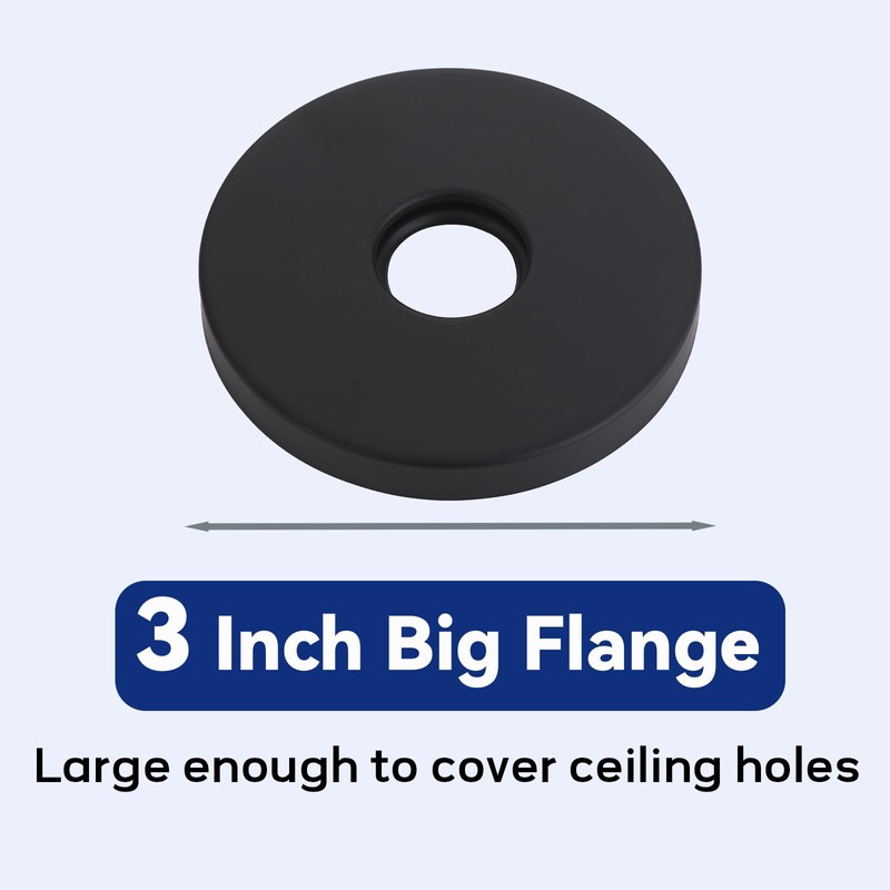 12 Inch Ceiling Mounted Shower Arm with Large Flange, Matte