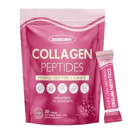 ZEBORA Multi Collagen Peptides Powder Packets with Hyaluronic Acid, Biotin, MCT - Hydrolyzed Collagen with 5 Billion Probiotics - Support Skin Hair Na