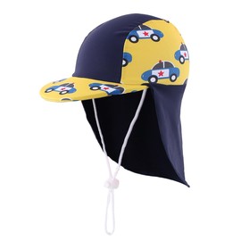 Connectile Kids' Summer UV Protection Flap Cap, Quick Drying, Water Play, Sun Hat, For Kids, Boys, Girls, Flap Hat, navy + yellow
