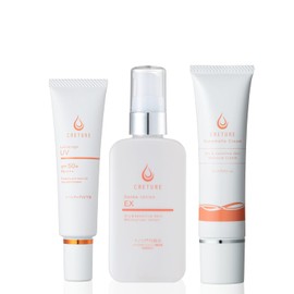 Dr. Re9 [Lotion / Cream / UV Makeup Base 3-Piece Set] Creture Gelee Lotion EX / Nano Mela Cream, Lamellage UV Hypoallergenic, Additive-free, Strengthen Weakened Skin (Red Face, Itchy, Rosacea,