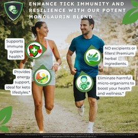 Zenmen Monolaurin Capsules Supplements - Long Haul, Tick Bite Immune Support - Potent Complex with Lauric Acid, Astragalus, Cats Claw, Beta Glucan, Olive Leaf