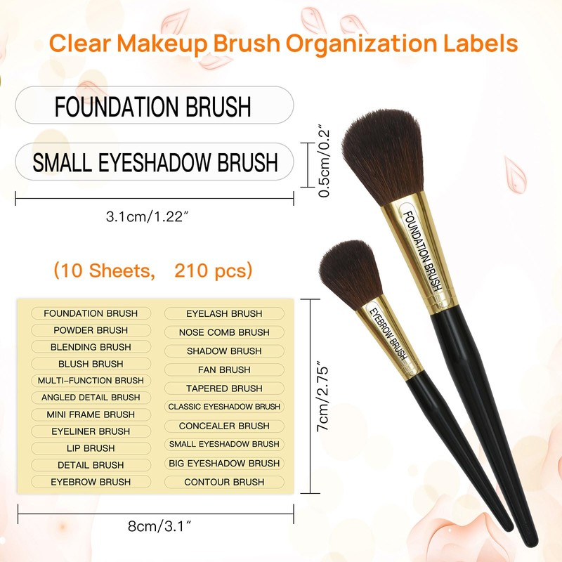 HVSWLY 210 PCS Makeup Brush Label Stickers,Waterproof Brush Name Labels,Self-adhesive