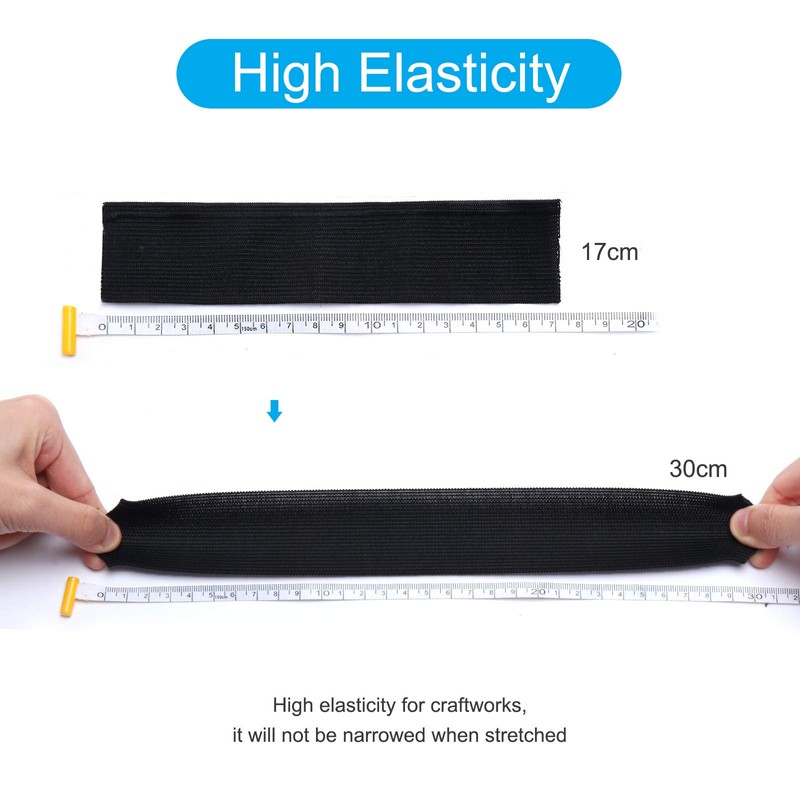 5 Meters Heavy Stretch Knit Elastic Band (Black, 5MX30MM)