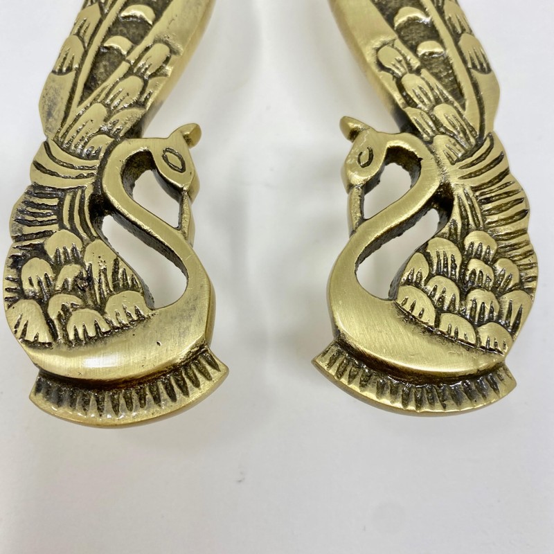 Knobs By Blossom Solid Brass Antique Pair Peacock Long Handles,