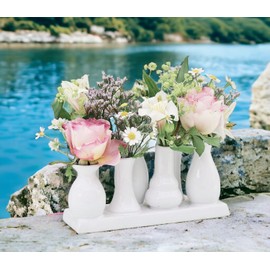 Jinfa Handmade, Small, Ceramic, Decorative Flower Vases, Set of 7 Vases in White