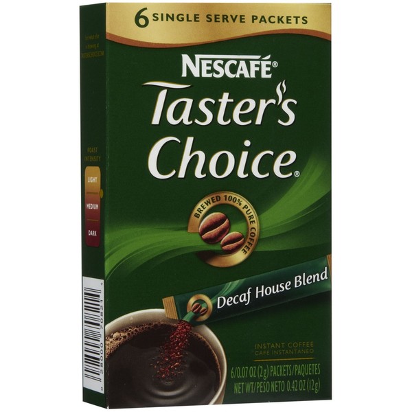 Nescafe Taster's Choice Decaf House Blend Instant Coffee, 6 Count Single Serve Sticks (Pack of 12)
