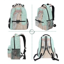 Bolaz Flower Horse School Backpacks Blue Pony Student Backpack Big For Girls Boys Elementary School Shoulder Bag Bookbag Fairy Tale