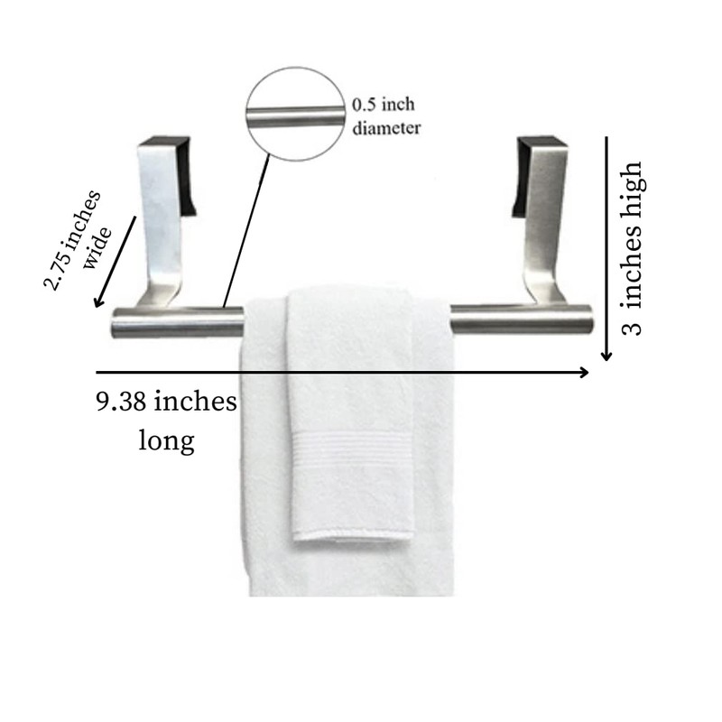Evelots Towel Hook, Bar Over Cabinet Door - Kitchen, Bathroom