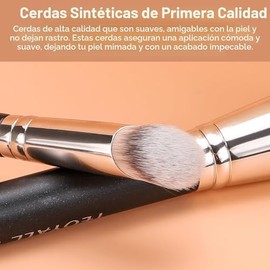 TEOYALL Cepillo corrector para debajo de los ojos, cepillo de contorno en ángulo, cepillo sintético Kabuki para ocultar mezcla, pulir con líquido, cre