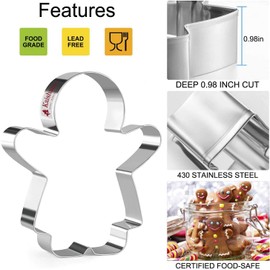 KAISHANE Gingerbread Man Cutters set 9 Pieces Stainless Steel Boy and Girl Cookie Cutter Biscuit Cutter Shapes for Christmas Holiday