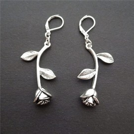 Rose Flower Leverback Earrings, Beautiful Flower Ear Clip for Man Woman, Vintage Style Creative Dainty Jewelry