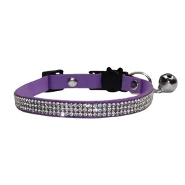 WDPAWS Rhinestones Cat Collars - Adjustable Bling Pet Collars with Bells, Soft Velvet, Safety Breakaway for Cats and Small Dogs (Purple)