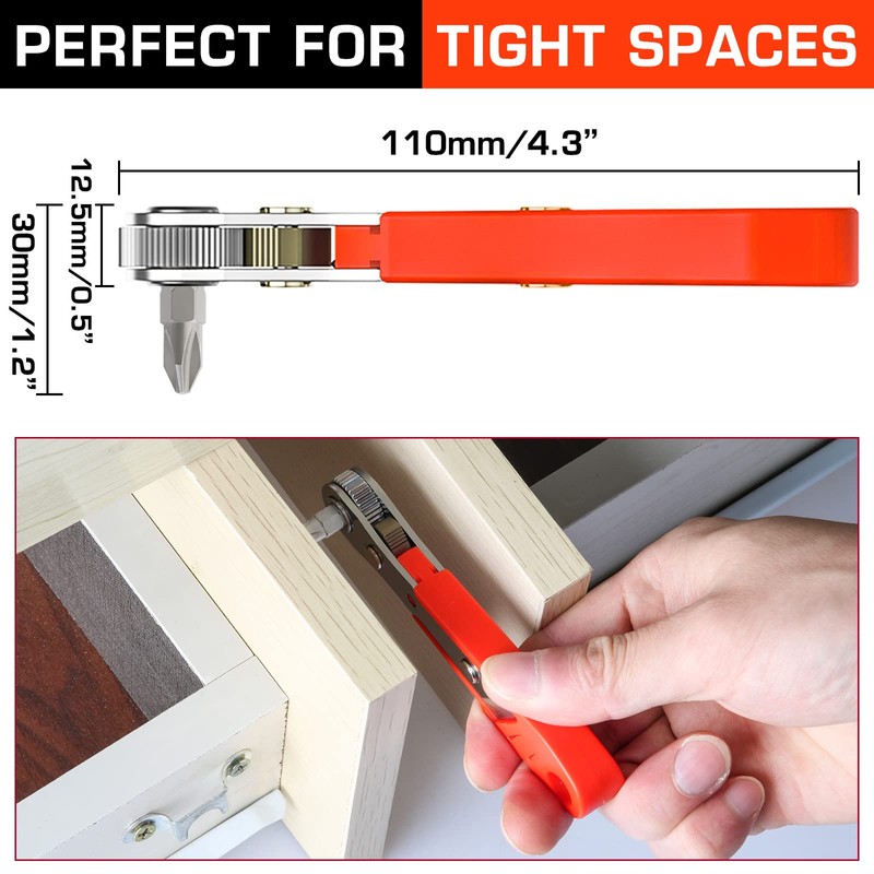 Hakkin 32Pcs Mini Ratchet Wrench Magnetic Offset Screwdriver S2 Steel