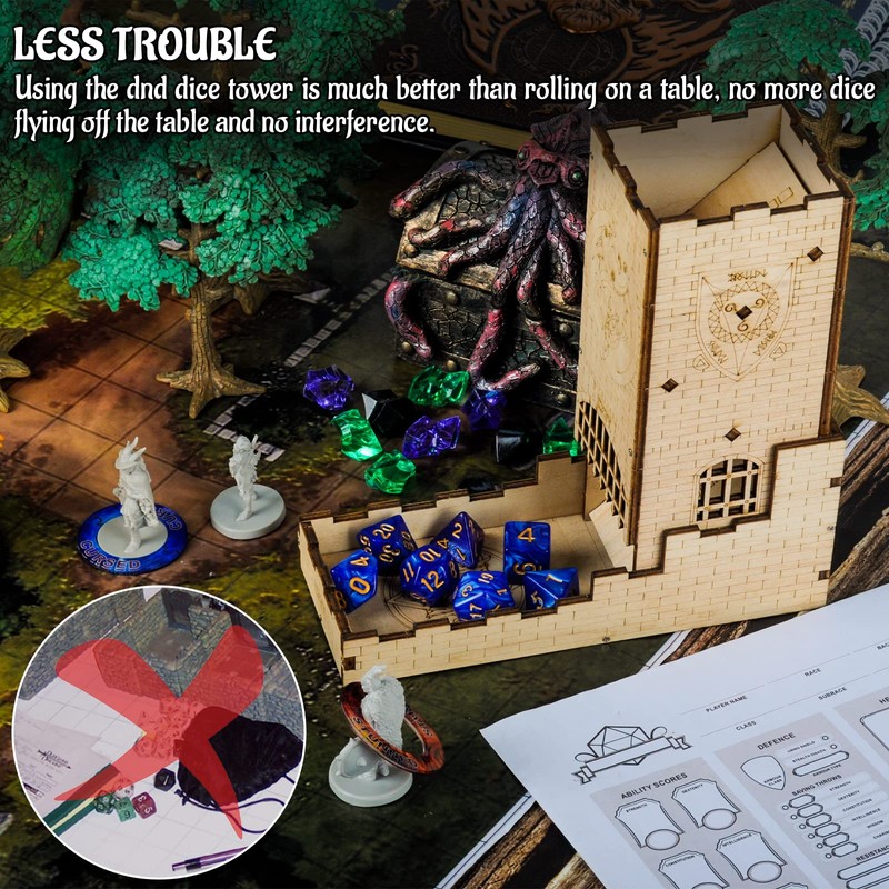 CZYY Castle Dice Tower with Tray Wood Laser Cut Dragon