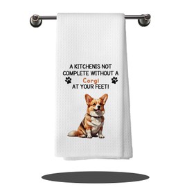 SQQCMM Funny Corgi Dog Themed Gifts Kitchen Decor Towels 16″×24″,Dog Lovers Gifts for Girls Mom Women, A Kitchen is Not Complete Without a Corgi at Your Feet Bathroom Kitchen Dish Hand Towels