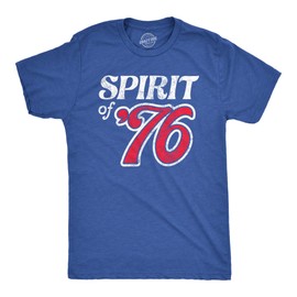 Mens Spirit of 76 T Shirt Funny Fourth of July Party Patriotic 1776 Tee for Guys Funny T Shirts Patriotic Apparel for Men Novelty Tees for Guys Royal - 76 4XL