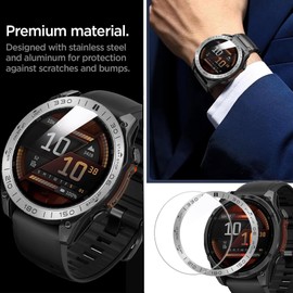 Lamshaw for Garmin Fenix 8 Bezel Ring, Reinforced Metal Frame Protective Cover Shockproof Anti-Scratch Shockproof Replacement Bezel for Garmin Fenix 8 47mm,51m Smart Watch (Silver,51mm)