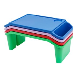 4 Pcs Kids Lap Desk Tray Bulk 19.7 x 9.8 x 7.1 Inch Portable Lap Tray for Kids Plastic Lap Table with Side Pockets, Portable Lap Bed Table for Classroom Home
