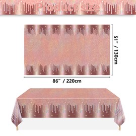 APUXXJUPA 4 Pieces Rose Gold Tablecloths, 130 x 220 cm, Rose Gold Birthday Tablecloth for Girls Women 16th 18th 21st 30th 40th Birthday