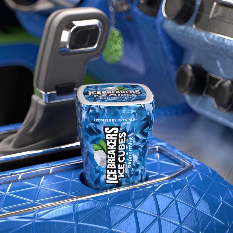 ICE BREAKERS Ice Cubes Peppermint Sugar Free Chewing Gum Bottles,