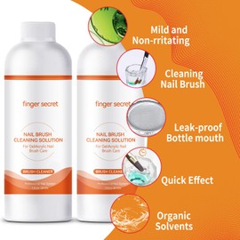 BEVINAS Nail Brush Cleaner 2 packs Nail Brush Cleaner for Gel Polish Nail Brush Cleaner Liquid for Acrylic with Glass Cup Nail Cleaning pads for DIY Salon at Home 4 Fl.Oz