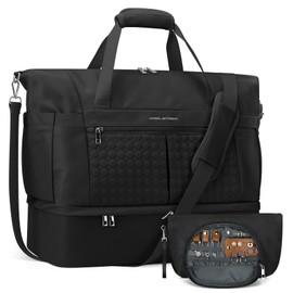 Maelstrom Gym Bag for Women,40L Travel Duffel Bag with Shoes Compartment and Wet Pocket,Waterproof Carry On Weekender Bag,Sport Gym Tote Bags Swimming Yoga, Hospital Holdalls-Black