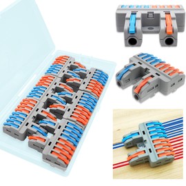 CTRICALVER Lever Terminal Blocks, Heavy Duty Terminal Block Set, Screw Down Compact Ladder, 2 Inputs 8 Outputs, Set of 6