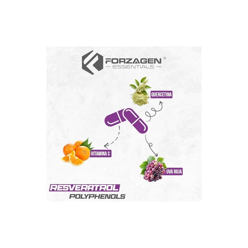 Forzagen | Suplemento Alimenticio Resveratrol+Polyphenols | 100 mg de Resveratrol