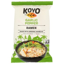 Koyo Ramen Soup, Garlic Pepper, Made With Organic Noodles, No MSG, No Preservatives, Vegan, 2.1 Ounces