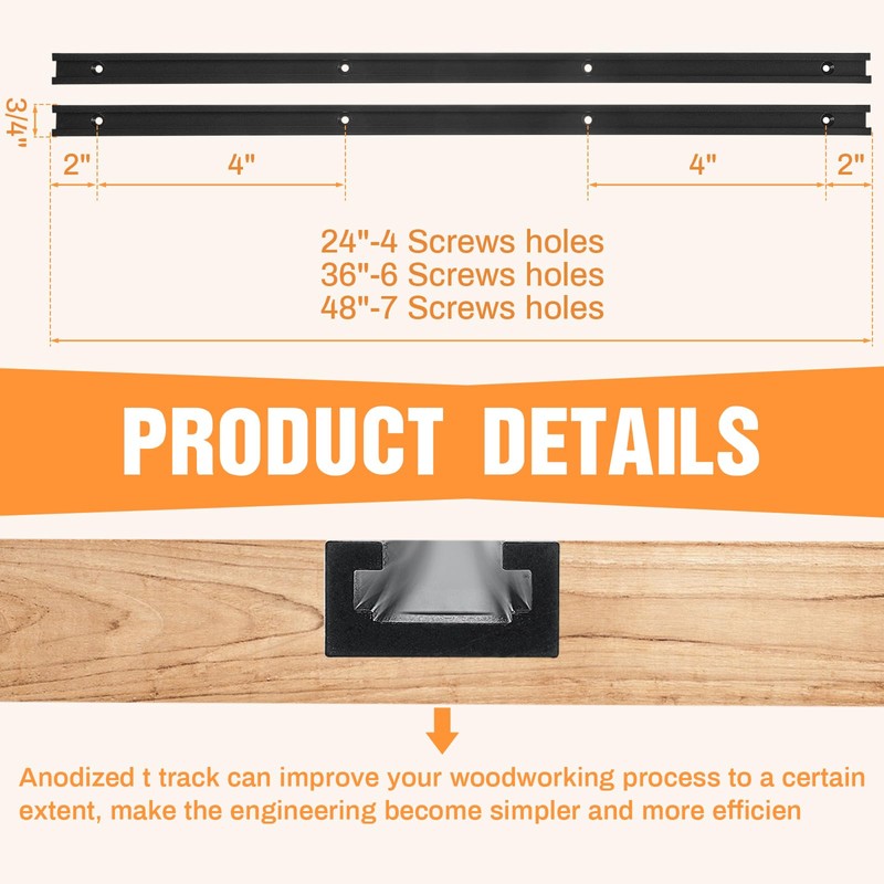 Zonon 4 Pack 60 Inch Double-cut Profile Universal T Track